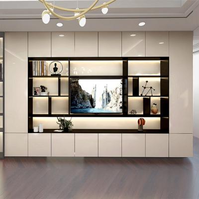 China Customized modern luxury European size/color/wall niche screen rack shelf metal cabinet design living room for sale