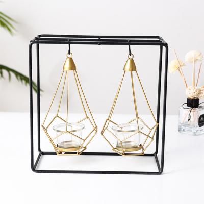 China Restaurant Home Wholesale Decoration Candle Holder Nordic Gold Wrought Iron Candlestick for sale