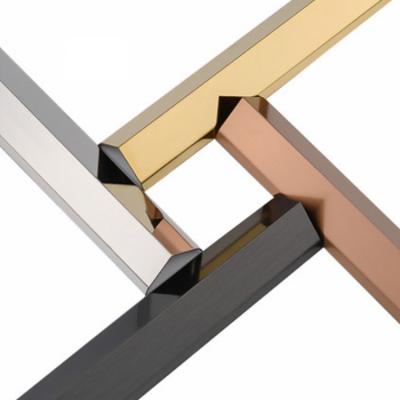 China Customized Modern Shape Gold Stainless Steel Tile Trim Aluminum Metal Trim Decor Strip 316 for sale