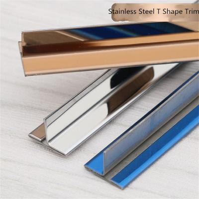 China Factory Supply Modern Decorative T Shape U Shape Stainless Steel Metal Tile Joint Panels Tiles Corner Trim for sale