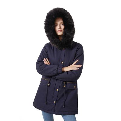 China New Design Anti-wrinkle Plus Size Women Coat Fur Collar Hooded Cotton-Padded Parkas Winter Women Coat for sale