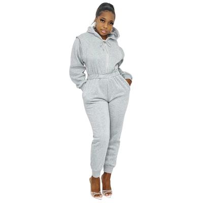 China Autumn QUICK DRY Women's Long Sleeve Overalls Hot Sale Solid Color Causal Long Sleeve Sweatpants And Hoodie Set Women Overalls for sale