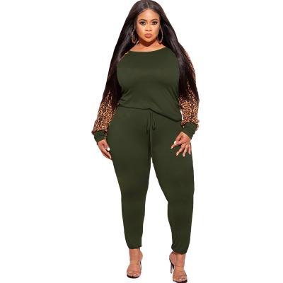 China New Arrival QUICK DRY Leopard Two Piece Set Plus Size Long Sleeve Women Pants Set Winter Pants Two Piece Set for sale