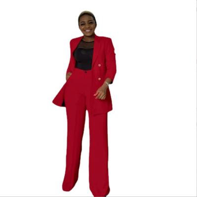 China Plus Size Women's Two Piece Tuxedo Solid Color Lapel Long Sleeve Office Warm Two Piece Tuxedo For Winter for sale