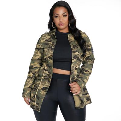 China Anti-wrinkle Plus Size Women Coat New Design Long Sleeve Rivet Camouflage Casual Outwear Jacket Coat For Women for sale