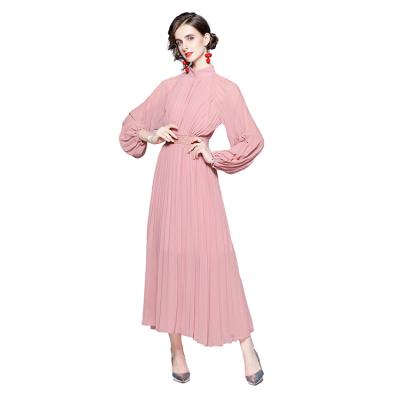 China Chiffon Dress Anti-Static Temperament Sheath Long Thin Chiffon Dress Solid Color Causal Dress For Elegant Party for sale