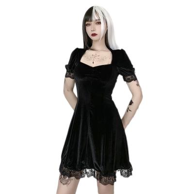 China 2021 Hot Selling Solid Color Breathable Korean Dark Gothic Sleeveless Dress Breathable Cheap Casual Outfits For Black Dress for sale