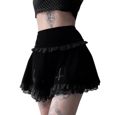 China New 2021 new arrival Halloween anti-static dark cross waist lace embroidery skirt high skirt for women skirt for sale