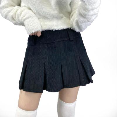 China Anti-Static Corduroy Pleated Corduroy Mini Skirt Women High Waist Solid Color Women Skirt for sale