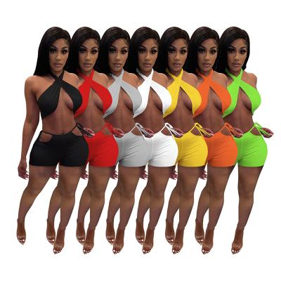 China 2021 Hot Selling Anti-pilling Set Solid Color Summer Short Sleeve Two-Piece Casual Suit for sale