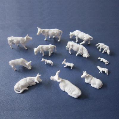 China 1:150 unpainted cattle-white cow,unpainted cows,white cattle,small cows,miniature cow for sale