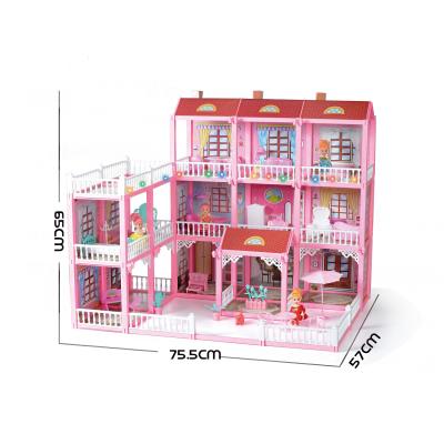 China Pretend Play Toys Hot Sale Assembled Villa With Light LED DIY Model House Princess Castle Toy Set Kids Pretend Play Set New for sale