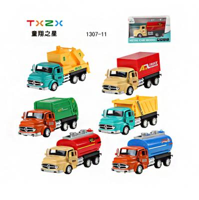 China Toy Alloy Pullback Model Truck 1:55 Diecast Toy With 2 Open Door Accessories Transporter Toy Sound Light Moving Car 2021 New for sale