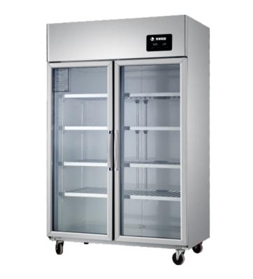 China Single-temperature Kitchen Display Refrigerator 2 Doors Upright Glass Doors Fridge for sale