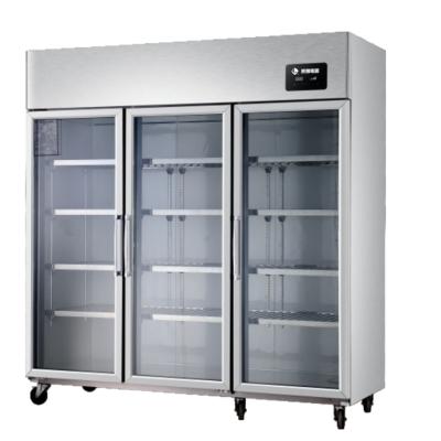 China Commercial Kitchen Transparent Glass Fridge Refrigerator Single-temperature Large Capacity Stainless Steel For Sale for sale