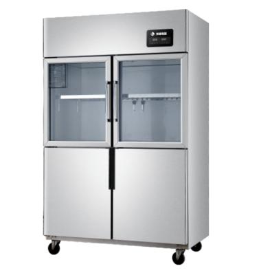 China Single-temperature Kitchen Display Refrigerator 4 Doors Straight Glass Doors Refrigerator Half Foam Glass for sale