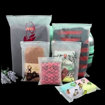 China EVA Clear Plastic Bags Custom translucent moisture proof Logo Frosted Poly Zipper Bags for clothing packaging for sale