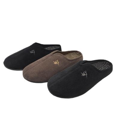 China Breathable Wholesale Knitting Upper Embroider Lining For Lattice Print Mens Indoor Slippers for sale