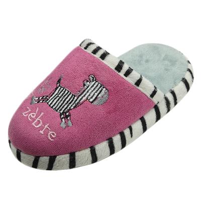 China Lightweight Winter Kids Slippers Zebra Stripe Embroider Indoor Home Slippers For Kids for sale