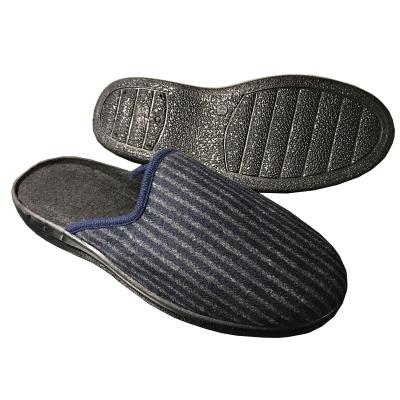 China Thermal Popular Wool Felt Upper Synthetic Fur Stripe Warm Slipper Men Indoor Slippers for sale