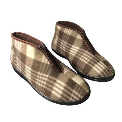 China Hot Selling Anti-Smell Plaid Anti-Slip PVC Side Sole Zipper Men's Indoor Slippers for sale