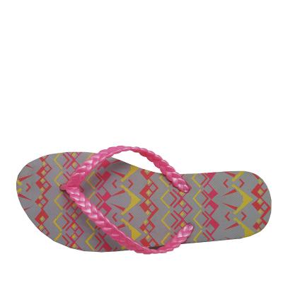 China Fashion trend red yellow geometric stripe screen printing women low waist gray seaside flip flop summer seaside for sale