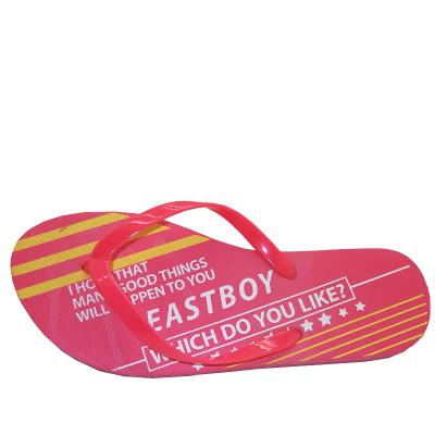 China Fashion trend pink PE outsole color pattern geometric printing letters women size English flip-flop for sale