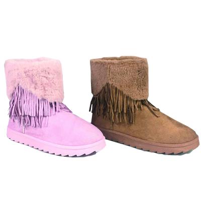 China Unique uggh plush collar EVERGREEN high quality warm PVC injection lining women snow boots for sale