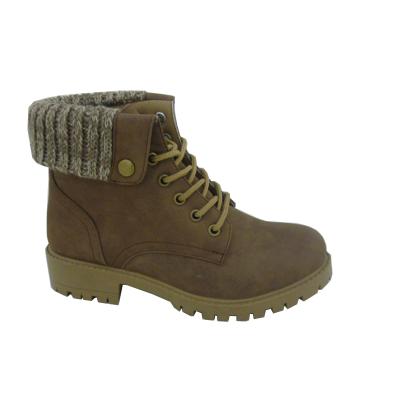 China High Quality Good Quality Sandwich Fabric Collar Brown Color Knitted Women Working Boots for sale