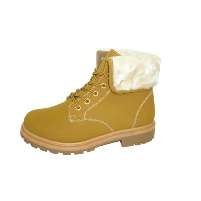 China Popular Plush Lace Fabric Sandwich Style Striping Warm Boots Women Working Boots Safety Shoes for sale