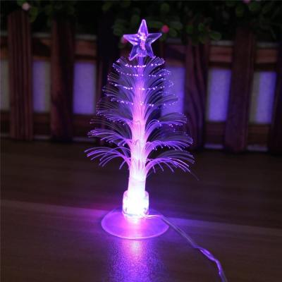 China Glowing LED Room USB Power Muti-color Desktop Sucker Fiber LED Christmas Tree Light Up Glowing Lights for Christmas Xmas Holiday Decor for sale