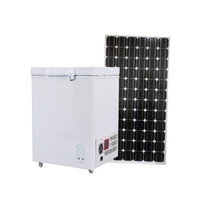 China Low Energy Consumption DC 12V Camping Fridge 100L Solar Battery Powered Freezer Solar Deep Freezer for sale