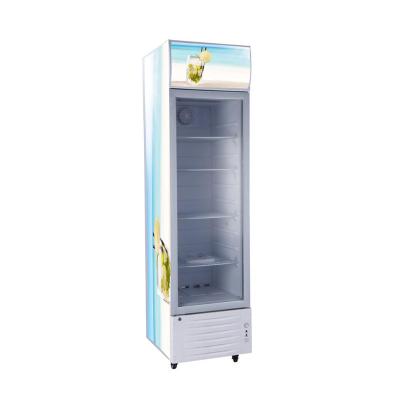 China Low Energy Consumption 210L Single Glass Door Beverage Display Chiller Upright for sale