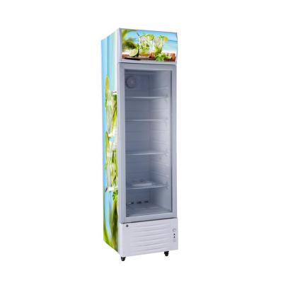 China New style 12v/24v upright upright drink showcase commercial upright refrigerator store glass door cooler LC-268 for sale