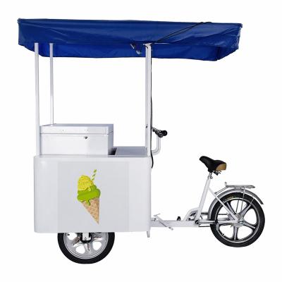 Cina 108L Low Energy Consumption Solar Power Ice Cream Tricycle DC 12/24V Top Door Open Single Push Drinking Bike For Sale in vendita