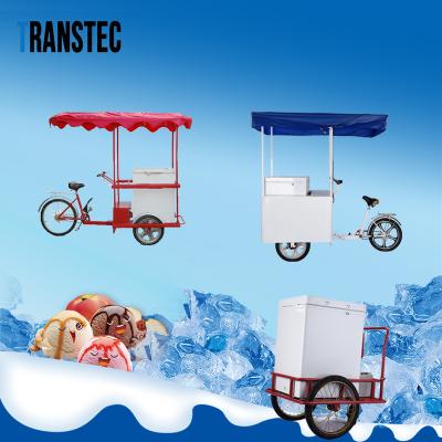 Китай White color ice cream bike labor cargo sale tricycle ice cream bikes with 158L deep chest freezer for sale продается