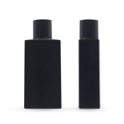 China 170ml Square PETG Skin Care Mist Toner Bottle Packaging Glossy Black Cosmetic Packaging for sale