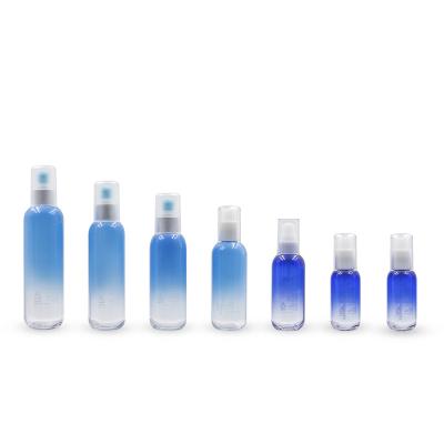 China Gradient Color 75/100/200ml PETG Plastic Cosmetic Packaging Transparent Packaging Pump Lotion Bottle for sale