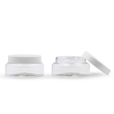 China 120g 4oz transparent hotel packaging face cream cosmetic high quality flat jar with custom logo printing for sale