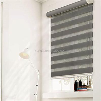 China Horizontal Cordless Slat Zebra Roller Blind Fabric Window Roll Shades With Aluminum Drapery for sale