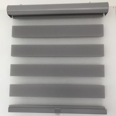 China Double Light Filtering Window Curtains Two Layers Cordless Fabric Roller Blind Zebra Roller Shades for sale