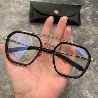 China Felaxible New Design Eyewear Metal Square And Sheet Glass Optical Frames For Female And Male for sale