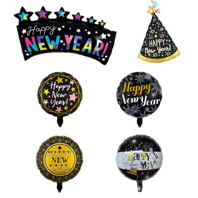 China Gift Toy Gift Toy 50% OFF Onlyup Balloon Happy New Year Hat and Banner Party Decoration Round Foil Helium Globo Balloon New Year for sale