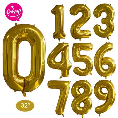 China Advertising Toy Advertising Toy 32inch Golden Number Foil Wolf 0-9 Birthday Party Balloon Decorations Foil Number Metallic Helium Numero Globos Balloons for sale