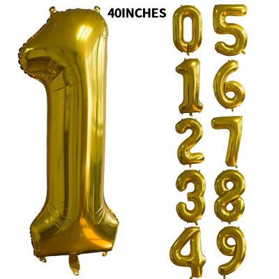 China Toy Advertising Gold 40inch Commercial Advertising Foil Helium Balloon Party Decorations globos de fiesta metallic kid's toy number balloons Toy Advertising for sale