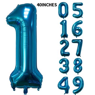 China Advertising Toy Announcing Toy BLN OEM 16 32 Number Balloon Birthday Party Blue 40 Inch Foil Hot Blue Helium Numero Globos Number Balloon for sale