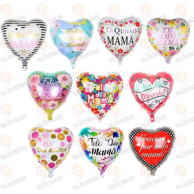 China Wholesale Feliz Dia Mama Globo Happy Mother's Day 18 Inch Toy Gift Toy BLN Bolloon Spanish Heart Shape Foil Balloon For Party Decoration for sale