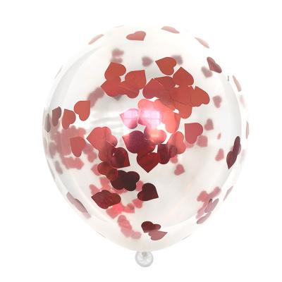 China Advertising Toy BLN 12Inch Transparent Sequin Balloons Party Decoration Valentine's Day Latex Sequin Heart Shaped Balloon for sale