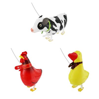 China Toy BLN Rooster Cow Pet Walking Balloons Duck Balloon Birthday Party Decoration Kids Toy Walking Animal Toys Balloon Gift for sale