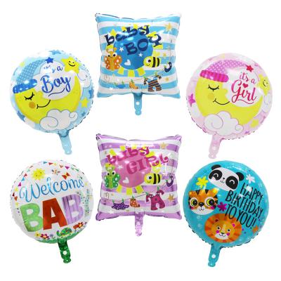 China Toy Gift Toy BLN Happy Birthday 18inch Baby Theme Round Shape Kids Helium Balloon Baby Shower Square Gender Reveal Party Foil Balloons for sale